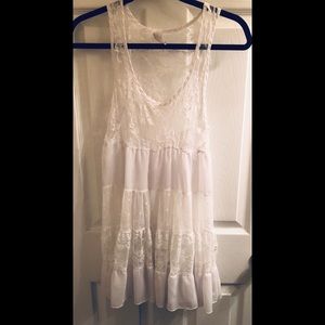 all white lace tank.